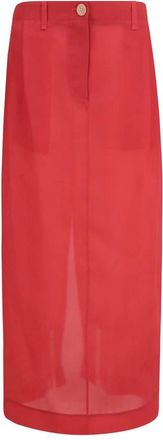 Khaite Elegante Zijden Organza Midi Rok - Dames - Midirokken - Rood - S - Organza - Rokken