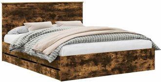 vidaXL Estructura De Cama Con Cabecera Roble Ahumado 120 X 200 Cm Vidaxl