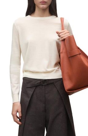Mango Crewneck Wool Sweater in Ecru at Nordstrom, Size X-Small