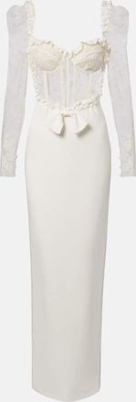 Alessandra Rich Bow-detail lace-trimmed cady gown