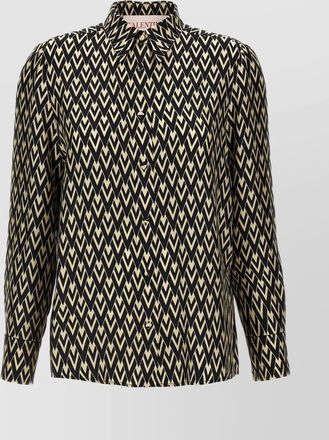 Valentino Garavani v-neck printed shirt cuffed sleeves