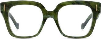Loewe Anagram 51mm Square Optical Glasses in Shiny Dark Green at Nordstrom