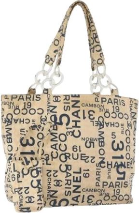 Chanel Pre-owned Vintage Canvas Tote Bag - Dames - Vintage Shopper - Beige - ONE Size - Vintage