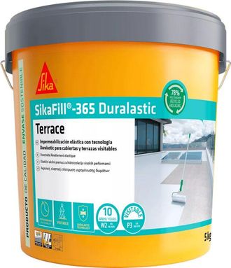 Sika Revestimiento Acr&iacute;lico Fill 365 Terrace, Gris, Impermeabilizaci&oacute;n Para Cubiertas Y Terrazas Visitables, Protecci&oacute;n De Paredes Medianeras Y Puenteo De 