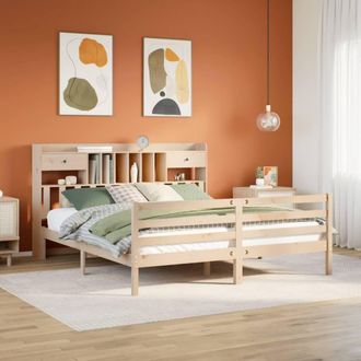 Berkfield Home Bookcase Bed without Mattress 180x200 cm Super King Solid Wood Pine in Light Tan