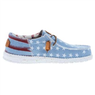 Hey Dude Mens Wally Americana Shoe In Denim Star