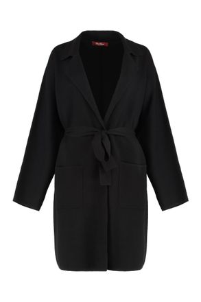 Max Mara Black Notch Lapel Jersey Coat