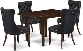 East West Furniture 5 Piece Dining Set Consists of a Rectangle Kitchen Table with Dropleaf