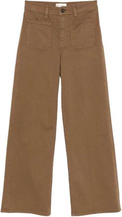 Frame Denim Le Slim Palazzo Harbor Pocket - Dames - Wijde Broeken - Bruin - W26 - Katoen - Broeken