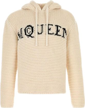 Alexander McQueen Felpa con logo a intarsio - Toni neutri
