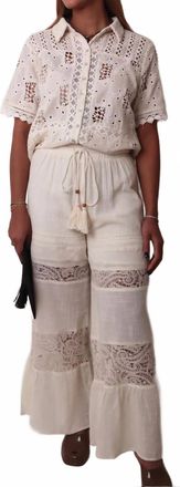 Miss Me Wide Leg Tiered Pants In White