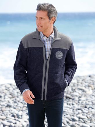 Catamaran Fleecejacke CATAMARAN, Herren, Gr. 44/46, blau (marine), 100% Polyester, gemustert, mehrfarbig, Jacken Fleecejacke