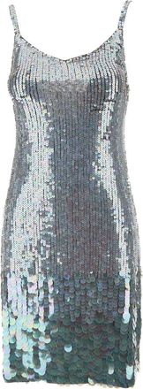 Parosh Grey Mini Dress With All-Over Multicolor Sequins In Stretch Polyamide Woman