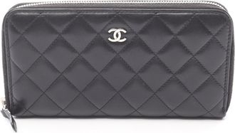 Chanel Black Leather Long Wallet (Bi-Fold) (Pre-Owned)