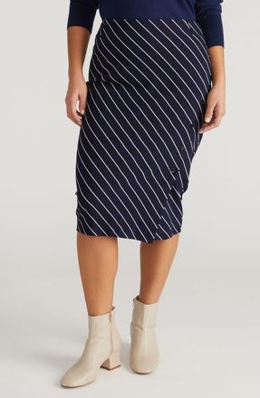 Universal Standard Anya Ponte Skirt in Navy Blue Pinstripe at Nordstrom, Size 2Xl