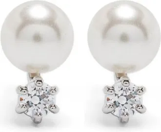 Swarovski Matrix stud earrings - women - Faux Pearl/Metal/glass - One Size - Silver