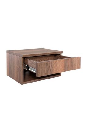 Jonathan Y Designs Ettore Mid-Century Modern Floating Wall Mounted Nightstand with Soft-Close Drawer and Cable Hole in Dark Brown at Nordstrom
