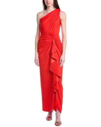 Tadashi Shoji Solid One Shoulder Maxi Dress