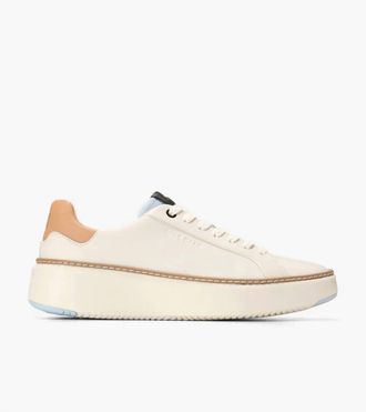 Cole Haan Womens Grandpro Topspin Sneaker In Ivory Biscuit