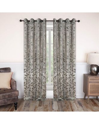 Superior 52X120 Leaves Modern Bohemian Blackout 2Pc Curtain Panel Set