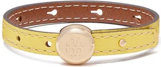Tory Burch Romy Leather Bracelet in Light Brass/calendula at Nordstrom