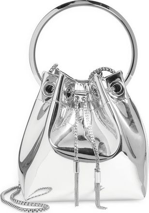 Jimmy Choo London Bon Bon Mirror Fabric Top Handle Bag in Silver at Nordstrom