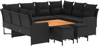 vidaXL Juegos De Muebles 8 Uds. Negro Rat&aacute;n Sint&eacute;tico Vidaxl