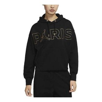 Air Jordan (WMNS) Air Jordan Logo Printing Pullover Hoodie Black CW3926-010