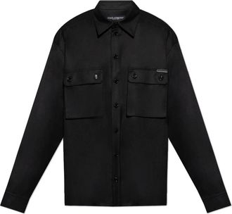 Dolce & Gabbana Wollen overhemd - Heren - Casual Overhemden - Zwart - XL - Wol - Overhemden