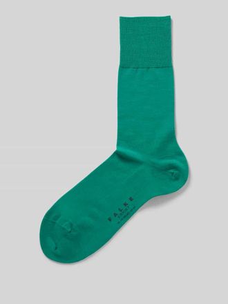 Falke Socken aus Schurwoll-Mix mit Logo-Print Modell Airport in Smaragd, Gr&ouml;&szlig;e 41/42
