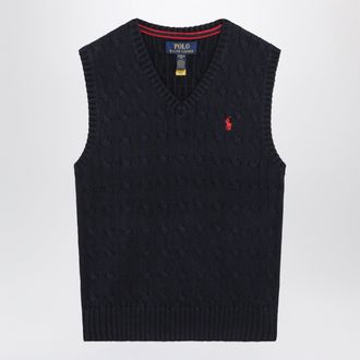 Polo Ralph Lauren Cable-knit V-neck cotton sweater vest in navy