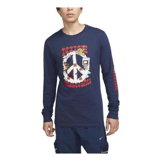 Nike Basketball Cartoon Logo Long Sleeve T-Shirt Midnight Navy DZ2700-410