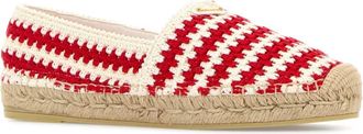 Prada Womens Two-Tone Crochet Espadrilles Rosso Espadrillas