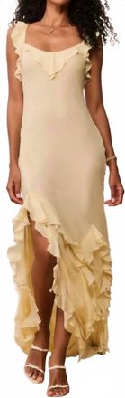LoveShackFancy Roseline Chiffon Ruffle Maxi Dress In Butter Lemon