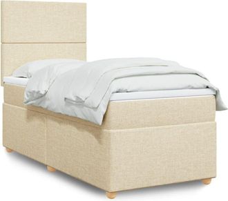 vidaXL Vidaxl - Cama Box Spring Con Colch&oacute;n Tela Color Crema 80x200 Cm