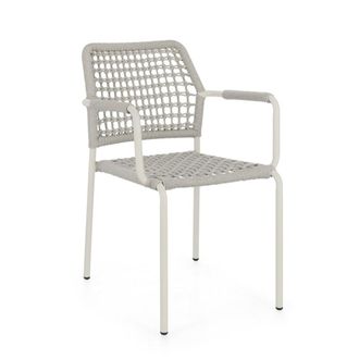 Konte Design Juego de 4 sillas con reposabrazos en color beige y gris paloma