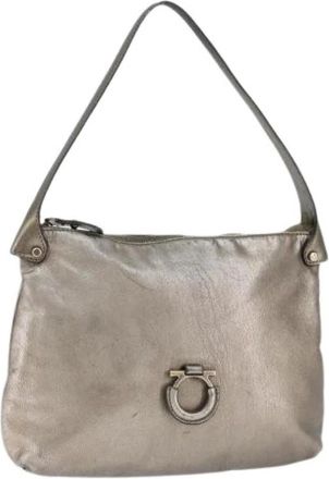 Ferragamo Pre-owned Leren Schoudertas - Dames - Vintage Schoudertas - Grijs - ONE Size - Leer - Vintage