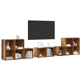 Berkfield Home TV Cabinet Set with Shelf with Storage 8 pcs Old Wood Engineered Wood in Brown