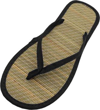 Generic Toe Separator Womens Flat Shoes Unisex House Flax Bamboo Straw Summer Sandals Lightweight Shoes Guest Slippers Open Toe Bathing Shoes Flat Linen Slipp