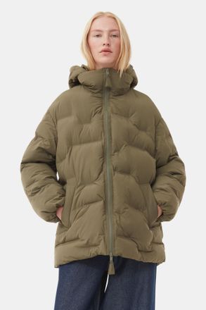 Ganni Long Sleeve Soft Puffer Midi Jacket in Kalamata Size 2XL/3XL Polyester Womens