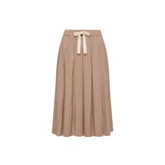 Moncler Moncler Microcheck Midi Wool Skirt, Women, Beige, Size: 38