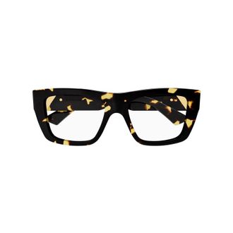 Bottega Veneta Rectangle Tortoiseshell Frame Eyeglasses - Black