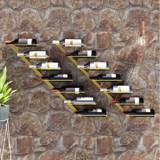 vidaXL Vidaxl - Botellero De Pared Para 7 Botellas 2 Unidades Metal Dorado