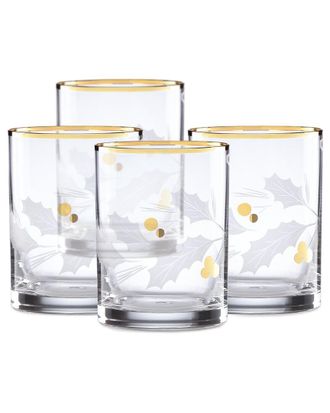 Lenox Set Of 4 Holiday Gold Dof Glasses
