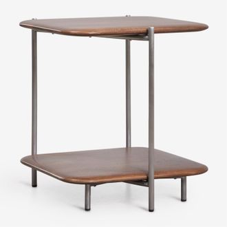 Sklum Pack De 2 Mesitas De Noche 45x45 Cm En Madera De Mango Y Acero Inoxidable Vimara Sklum
