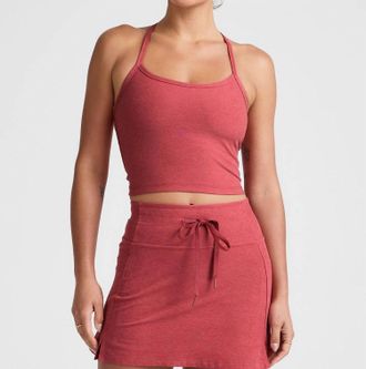 Beyond Yoga Spacedye Slim Racerback Cropped Tank In Faded Rose Heather