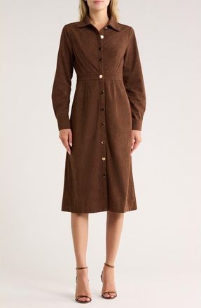 Area Stars Dion Long Sleeve Shirtdress in Brown at Nordstrom Rack, Size X-Large