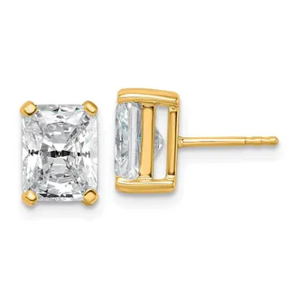 Diamond2Deal 14k Gold 4 ct Emerald Cut Lab Grown Diamond Stud Earrings VS Clarity, G-H Color
