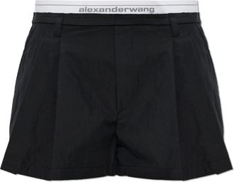 Alexander Wang Logo Shorts - Dames - Bermuda - Zwart - L - Leer - Korte Broeken