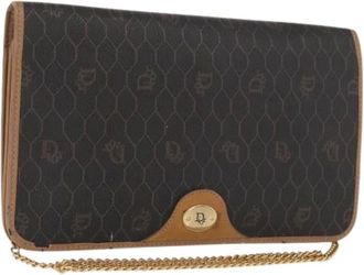Dior Pre-owned Clutches, female, Brown, Size: ONE SIZE Pre-owned Honeycomb Canvas Shoulder Bag